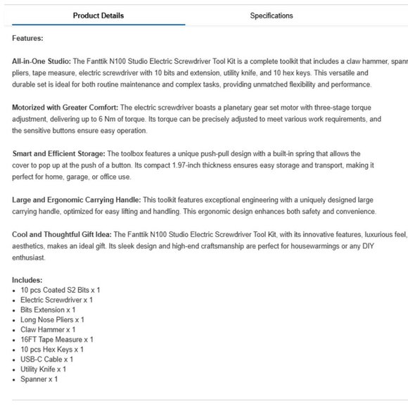 Fanttik S1 NEX Studio 7-piece Household Tool Kit | Brand New - Picture 4 of 7
